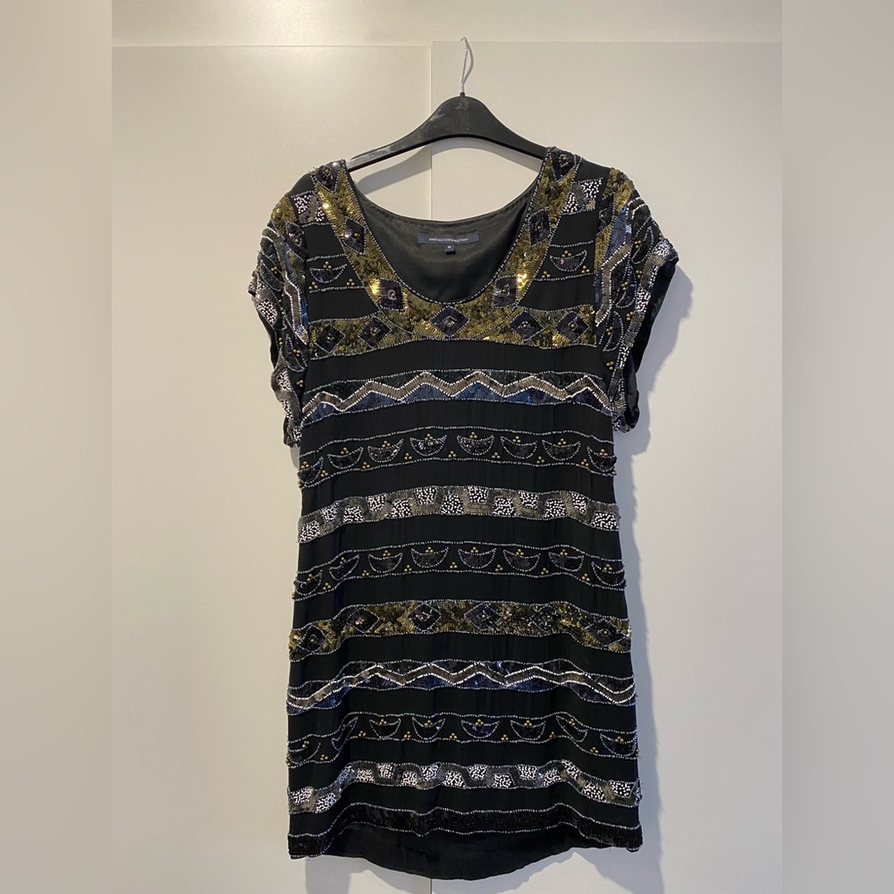 French Connection beaded and sequinned black party dress size 6 (US)